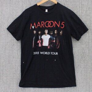 Vintage Maroon 5 Shirt Mens Medium M Black Short Sleeve 2015 World Tour Cotton